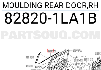 Nissan 828201LA1B MOULDING REAR DOOR,RH