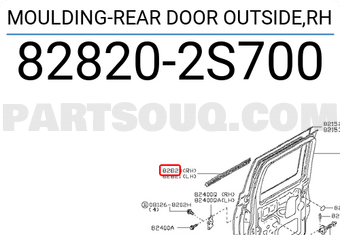 Nissan 828202S700 MOULDING-REAR DOOR OUTSIDE,RH