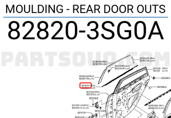 Nissan 828203SG0A MOULDING - REAR DOOR OUTS