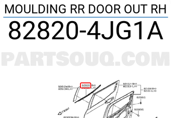 Nissan 828204JG1A MOULDING RR DOOR OUT RH