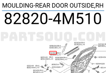 Nissan 828204M510 MOULDING-REAR DOOR OUTSIDE,RH