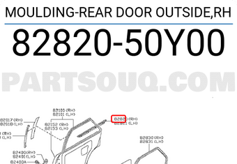 Nissan 8282050Y00 MOULDING-REAR DOOR OUTSIDE,RH