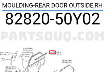 Nissan 8282050Y02 MOULDING-REAR DOOR OUTSIDE,RH