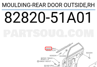 Nissan 8282051A01 MOULDING-REAR DOOR OUTSIDE,RH