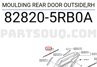 Nissan 828205RB0A MOULDING REAR DOOR OUTSIDE,RH