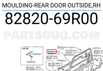 Nissan 8282069R00 MOULDING-REAR DOOR OUTSIDE,RH