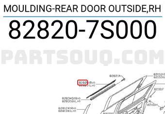 Nissan 828207S000 MOULDING-REAR DOOR OUTSIDE,RH