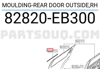 Nissan 82820EB300 MOULDING-REAR DOOR OUTSIDE,RH