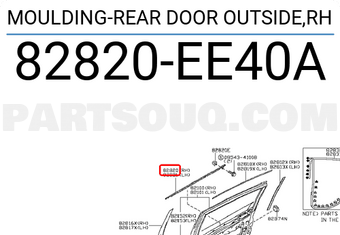 Nissan 82820EE40A MOULDING-REAR DOOR OUTSIDE,RH