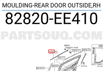 Nissan 82820EE410 MOULDING-REAR DOOR OUTSIDE,RH