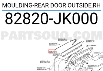 Nissan 82820JK000 MOULDING-REAR DOOR OUTSIDE,RH