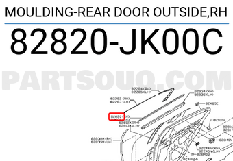 Nissan 82820JK00C MOULDING-REAR DOOR OUTSIDE,RH
