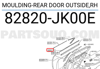 Nissan 82820JK00E MOULDING-REAR DOOR OUTSIDE,RH