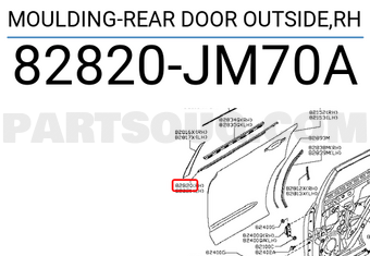 Nissan 82820JM70A MOULDING-REAR DOOR OUTSIDE,RH