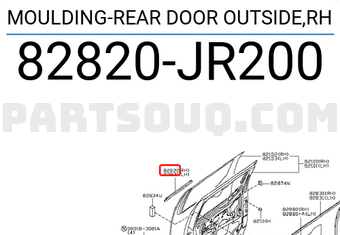 Nissan 82820JR200 MOULDING-REAR DOOR OUTSIDE,RH
