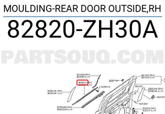 Nissan 82820ZH30A MOULDING-REAR DOOR OUTSIDE,RH