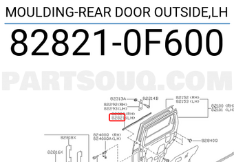 Nissan 828210F600 MOULDING-REAR DOOR OUTSIDE,LH