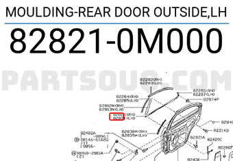Nissan 828210M000 MOULDING-REAR DOOR OUTSIDE,LH