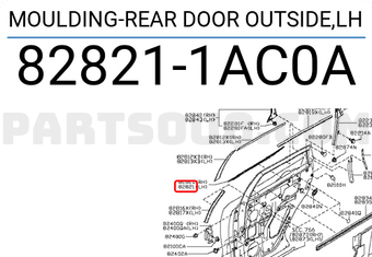 Nissan 828211AC0A MOULDING-REAR DOOR OUTSIDE,LH
