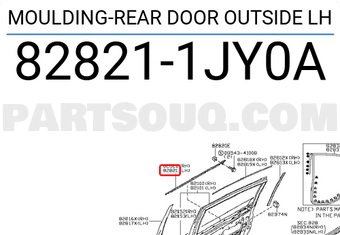 Nissan 828211JY0A MOULDING-REAR DOOR OUTSIDE LH
