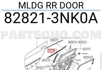 Nissan 828213NK0A MLDG RR DOOR