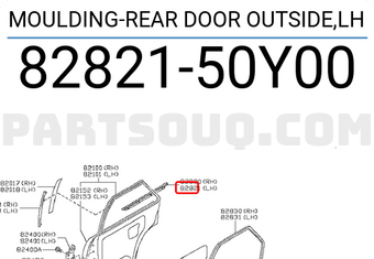 Nissan 8282150Y00 MOULDING-REAR DOOR OUTSIDE,LH