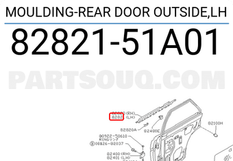 Nissan 8282151A01 MOULDING-REAR DOOR OUTSIDE,LH