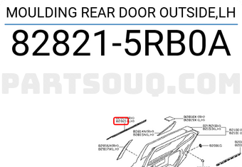 Nissan 828215RB0A MOULDING REAR DOOR OUTSIDE,LH