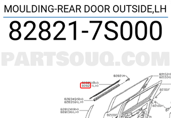 Nissan 828217S000 MOULDING-REAR DOOR OUTSIDE,LH