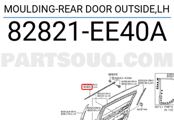 Nissan 82821EE40A MOULDING-REAR DOOR OUTSIDE,LH