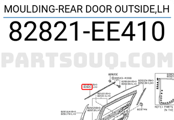 Nissan 82821EE410 MOULDING-REAR DOOR OUTSIDE,LH