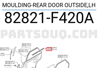 Nissan 82821F420A MOULDING-REAR DOOR OUTSIDE,LH
