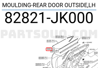 Nissan 82821JK000 MOULDING-REAR DOOR OUTSIDE,LH