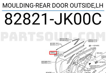 Nissan 82821JK00C MOULDING-REAR DOOR OUTSIDE,LH