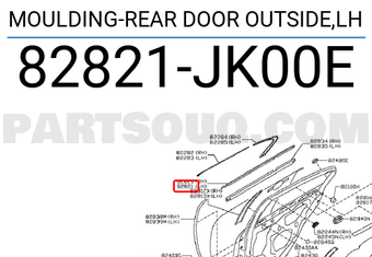 Nissan 82821JK00E MOULDING-REAR DOOR OUTSIDE,LH