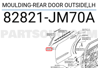 Nissan 82821JM70A MOULDING-REAR DOOR OUTSIDE,LH