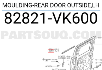 Nissan 82821VK600 MOULDING-REAR DOOR OUTSIDE,LH