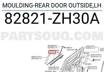 Nissan 82821ZH30A MOULDING-REAR DOOR OUTSIDE,LH