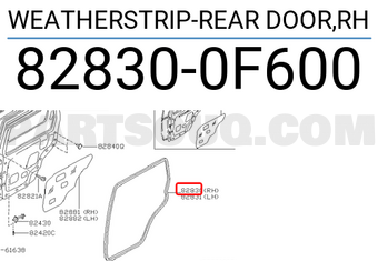 Nissan 828300F600 WEATHERSTRIP-REAR DOOR,RH