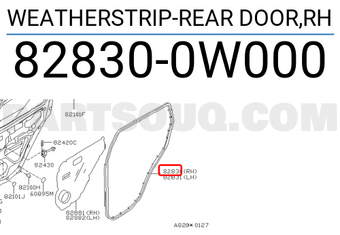 Nissan 828300W000 WEATHERSTRIP-REAR DOOR,RH