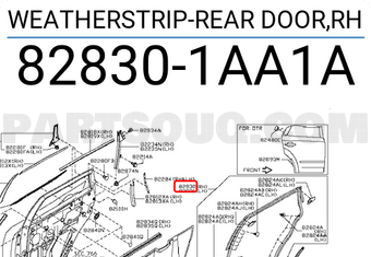 Nissan 828301AA1A WEATHERSTRIP-REAR DOOR,RH