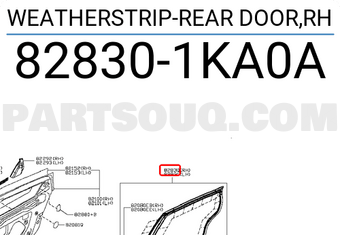 Nissan 828301KA0A WEATHERSTRIP-REAR DOOR,RH