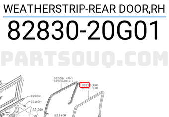 Nissan 8283020G01 WEATHERSTRIP-REAR DOOR,RH