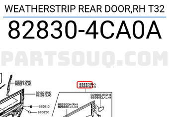 Nissan 828304CA0A WEATHERSTRIP REAR DOOR,RH T32