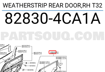 Nissan 828304CA1A WEATHERSTRIP REAR DOOR,RH T32