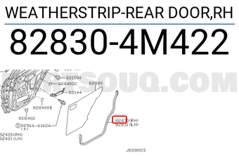 Nissan 828304M422 WEATHERSTRIP-REAR DOOR,RH