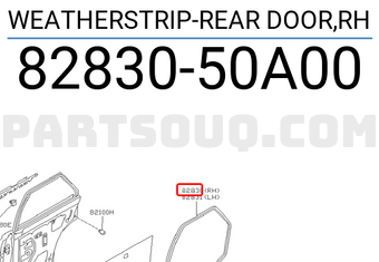 Nissan 8283050A00 WEATHERSTRIP-REAR DOOR,RH