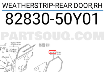 Nissan 8283050Y01 WEATHERSTRIP-REAR DOOR,RH