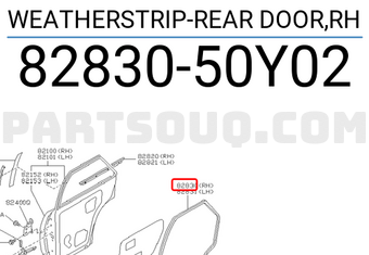 Nissan 8283050Y02 WEATHERSTRIP-REAR DOOR,RH