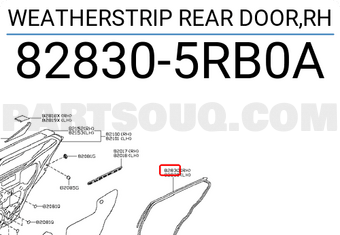Nissan 828305RB0A WEATHERSTRIP REAR DOOR,RH